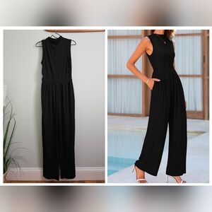Women's Black, Wide Leg Jumpsuit, Medium